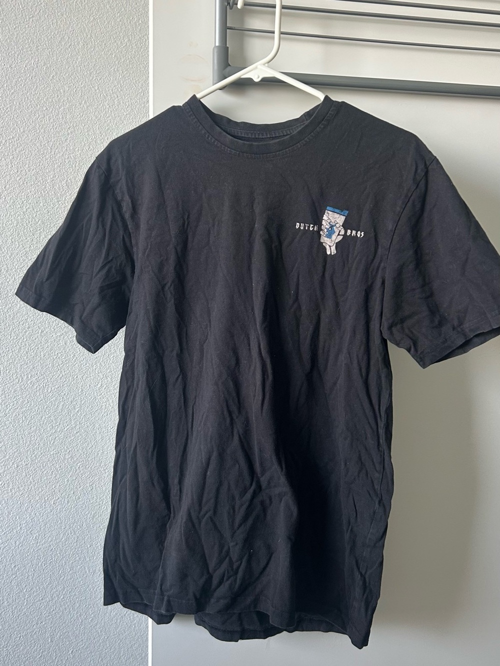Dutch Bros Black Tee with Small Blue & White Logo - Men's Short Sleeve